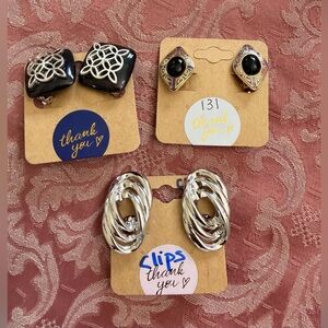 Polished Silver-Tone Interwoven Clip-On Earrings - Silver